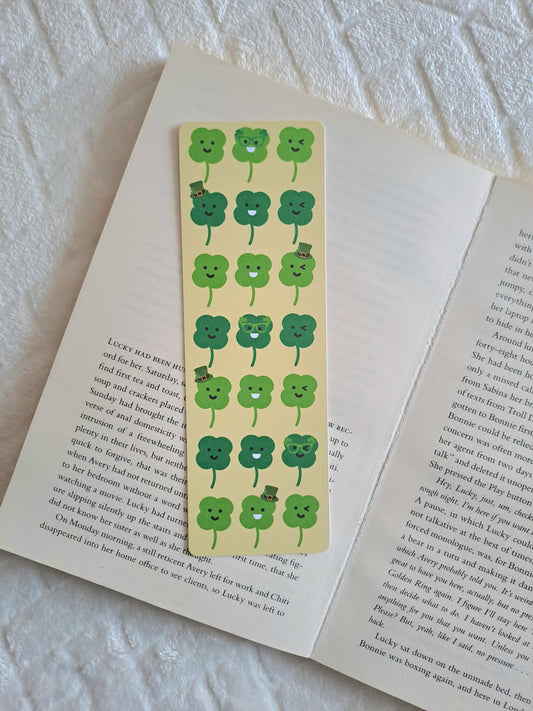 Mini four leaf clovers St. Patricks Day bookmark