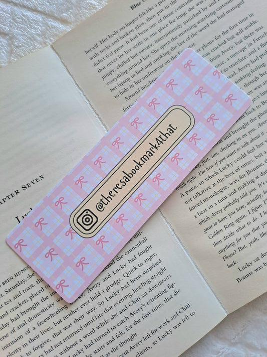 Personalised name bookmark - Instagram handle | Booktok | Gift for booklover | Pink bows