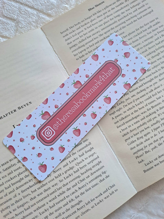 Personalised name bookmark - Instagram handle | Booktok | Gift for booklover | Strawberries