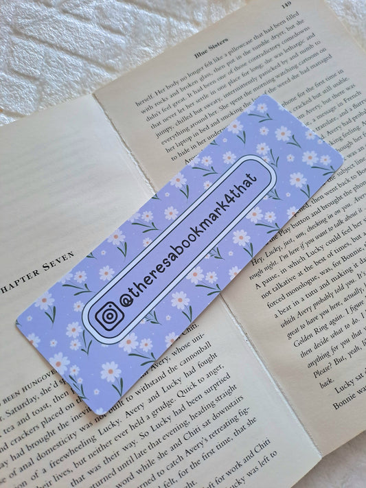 Personalised name bookmark - Instagram handle | Booktok | Gift for booklover | Daisies