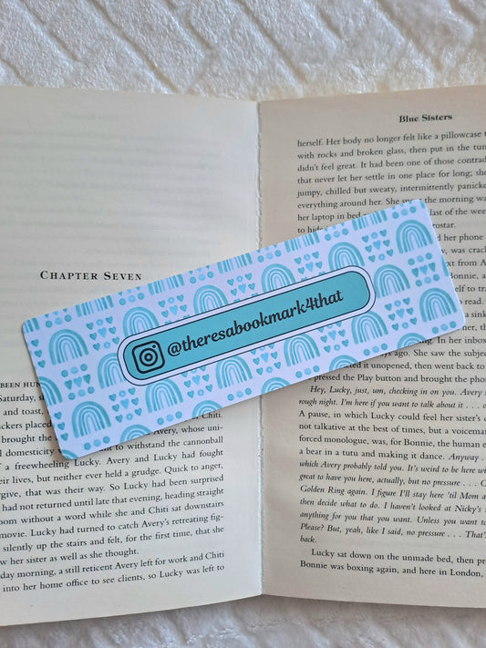 Personalised name bookmark - Instagram handle | Booktok | Gift for booklover | Rainbows