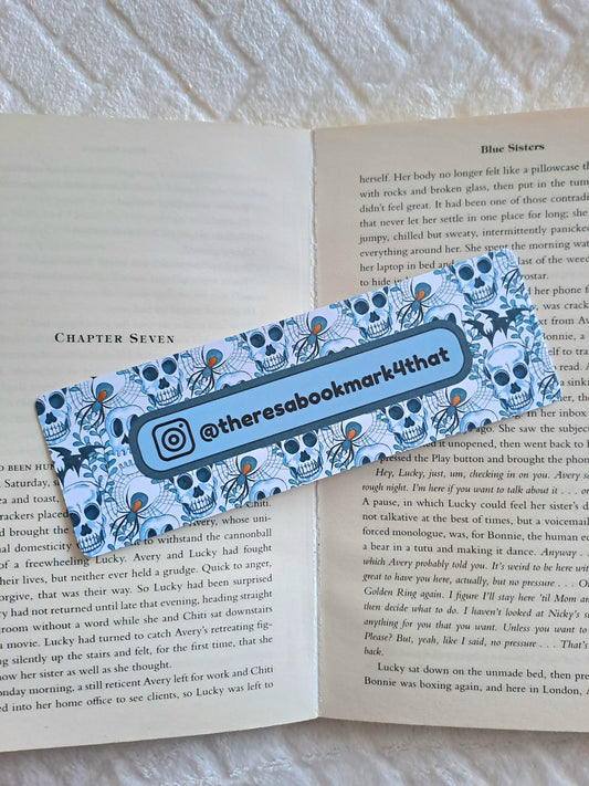 Personalised name bookmark - Instagram handle | Booktok | Gift for booklover | Skulls