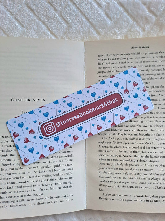 Personalised name bookmark - Instagram handle | Booktok | Gift for booklover | Love hearts
