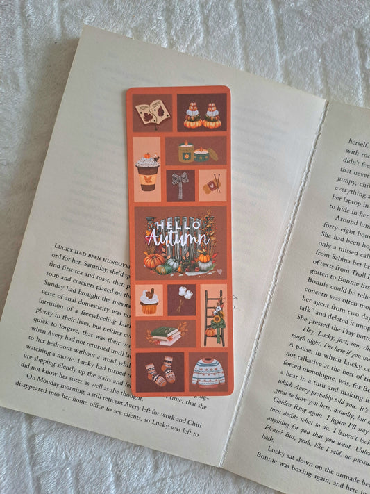 Hello autumn Cosy reading season bookmark