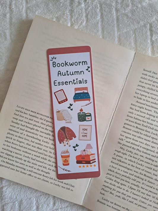 Bookworm autumn Essentials bookmark