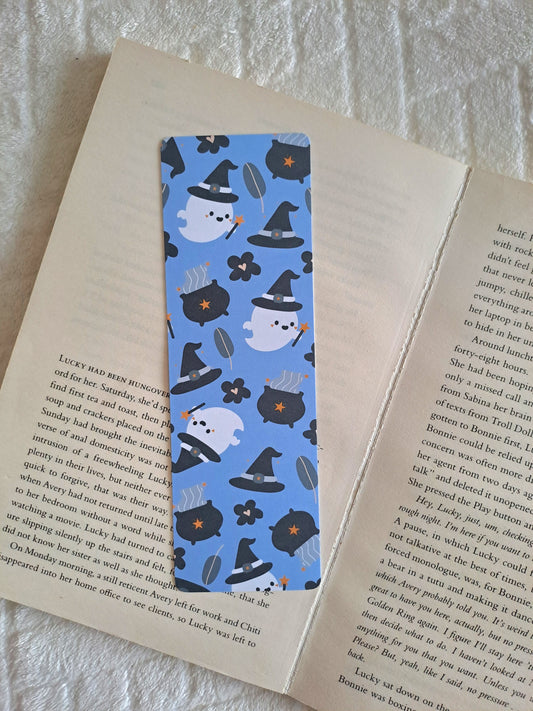 Witchy magic and ghosts Halloween bookmark: Double-sided print