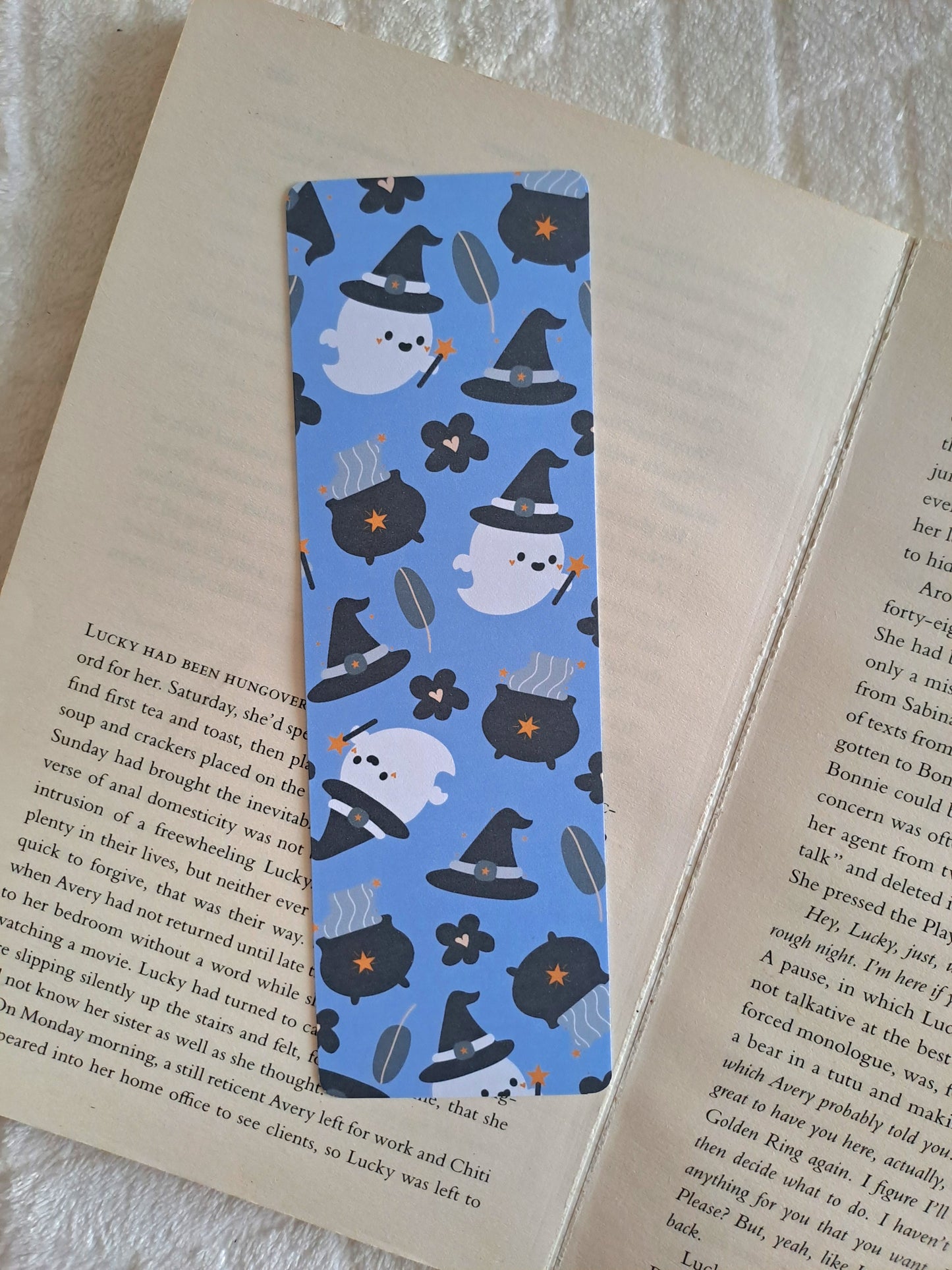 Witchy magic and ghosts Halloween bookmark: Double-sided print