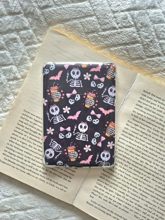 Gothic Kawaii skeleton and bats spooky season kindle insert.