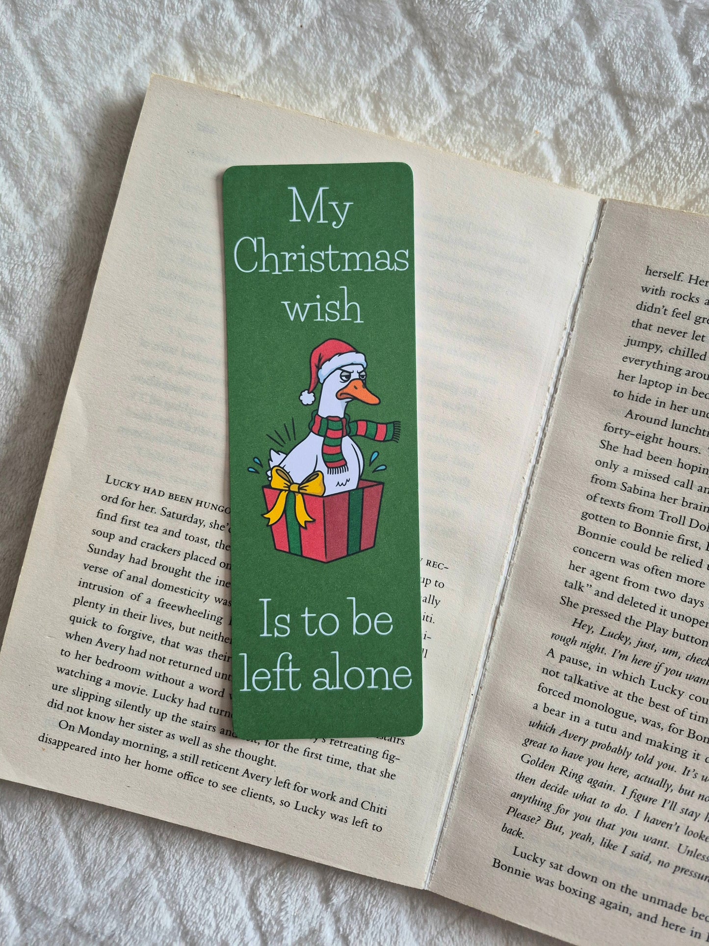 Grumpy festive Goose bookmark: Christmas booklover gift