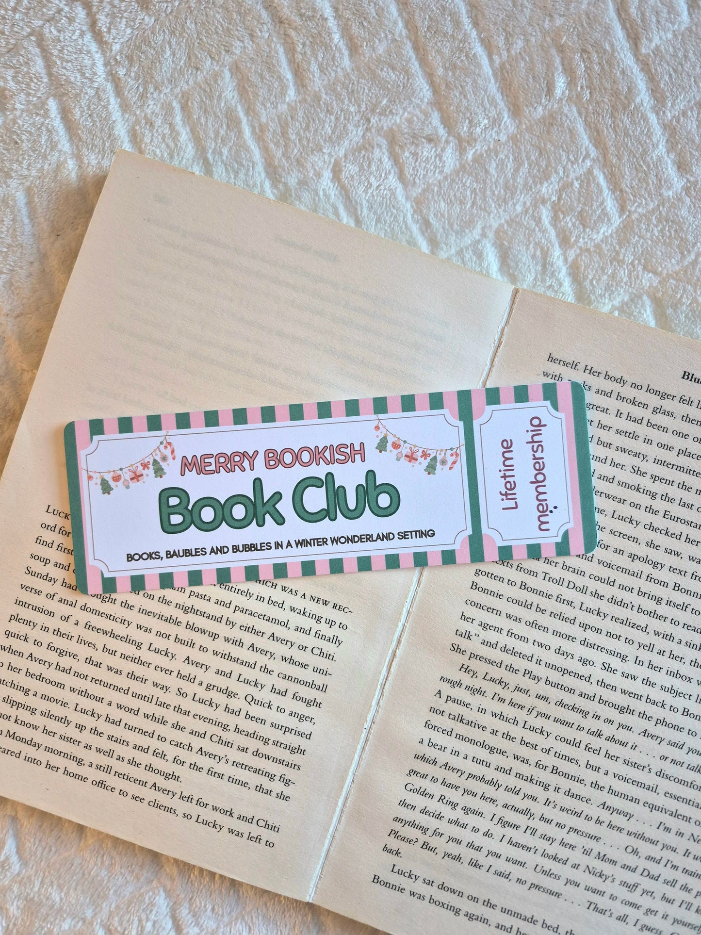The Merry Bookish Bookclub bookmark: Christmas gift for booklovers