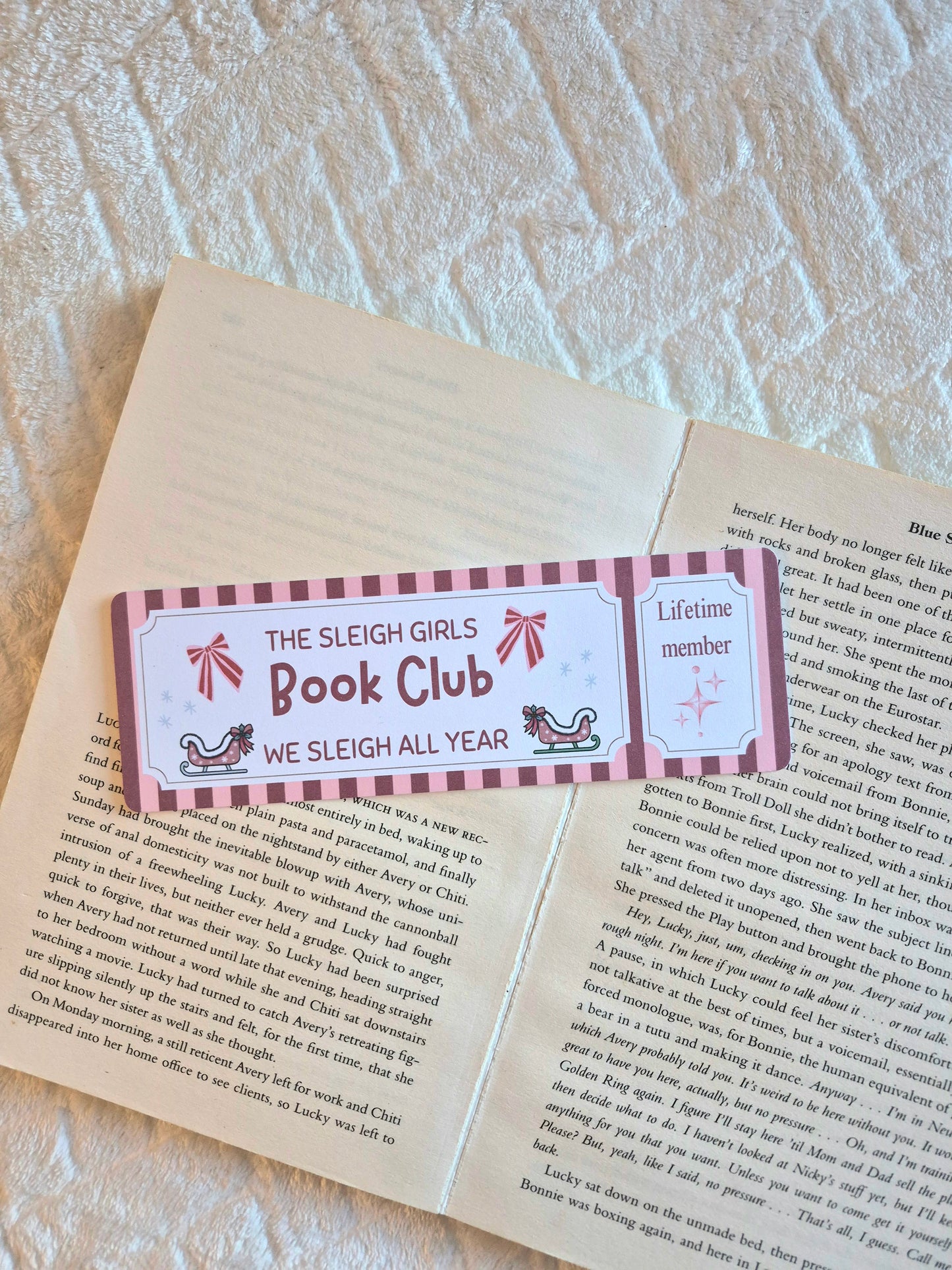 The Sleigh Girl Bookclub bookmark: Christmas gift for booklovers