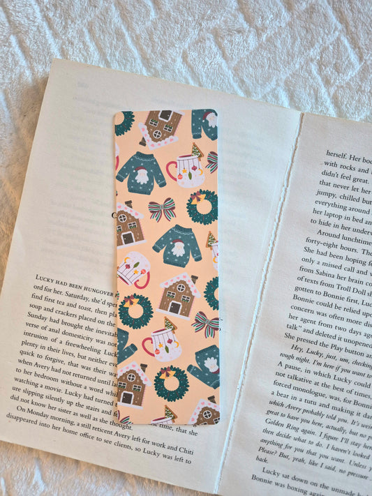 Christmas sweater and cosy vibes bookmark