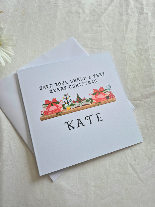 Have your shelf a very Merry Christmas: Personalised greetings card for booklovers