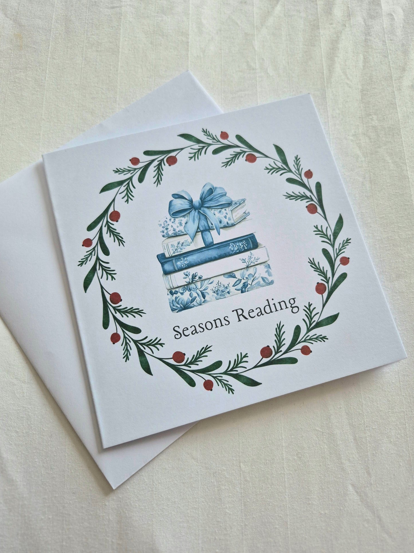 Seasons Reading greetings card for booklovers: Gift for book friends