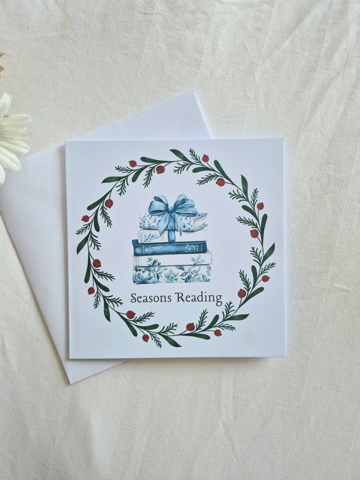 Seasons Reading greetings card for booklovers: Gift for book friends