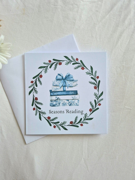 Seasons Reading greetings card for booklovers: Gift for book friends
