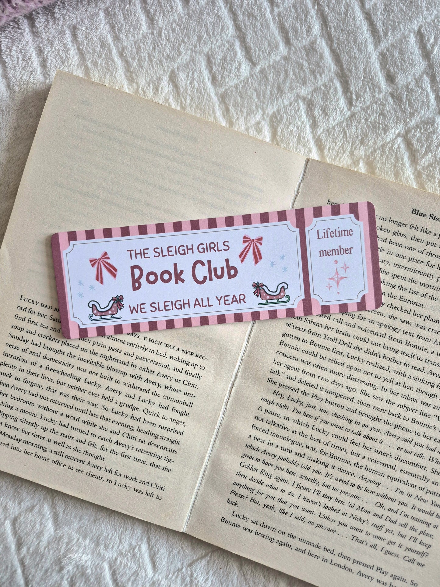 The Sleigh Girl Bookclub bookmark: Christmas gift for booklovers