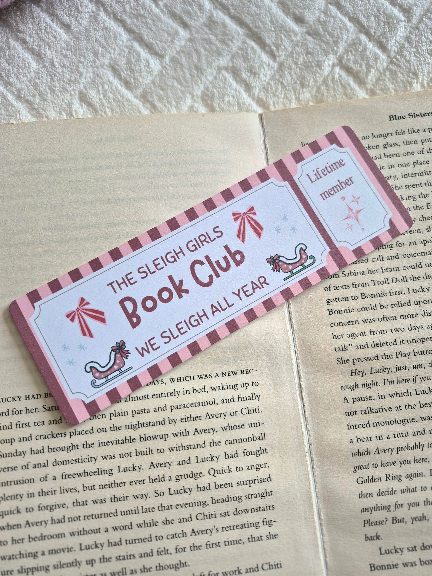 The Sleigh Girl Bookclub bookmark: Christmas gift for booklovers