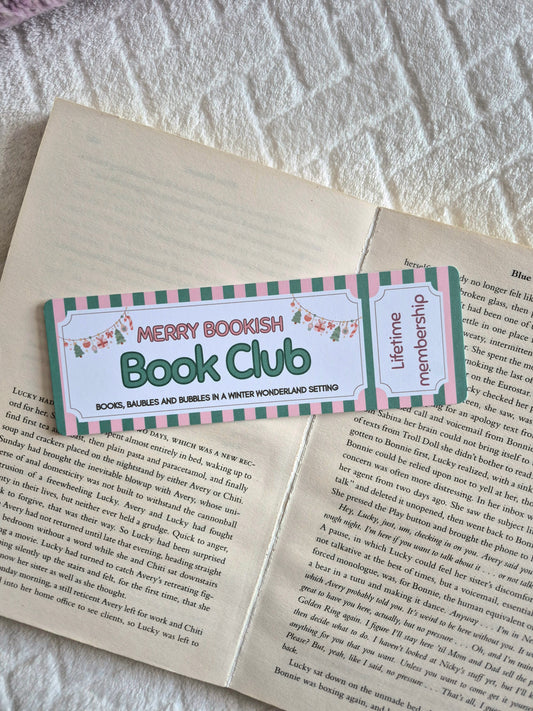 The Merry Bookish Bookclub bookmark: Christmas gift for booklovers