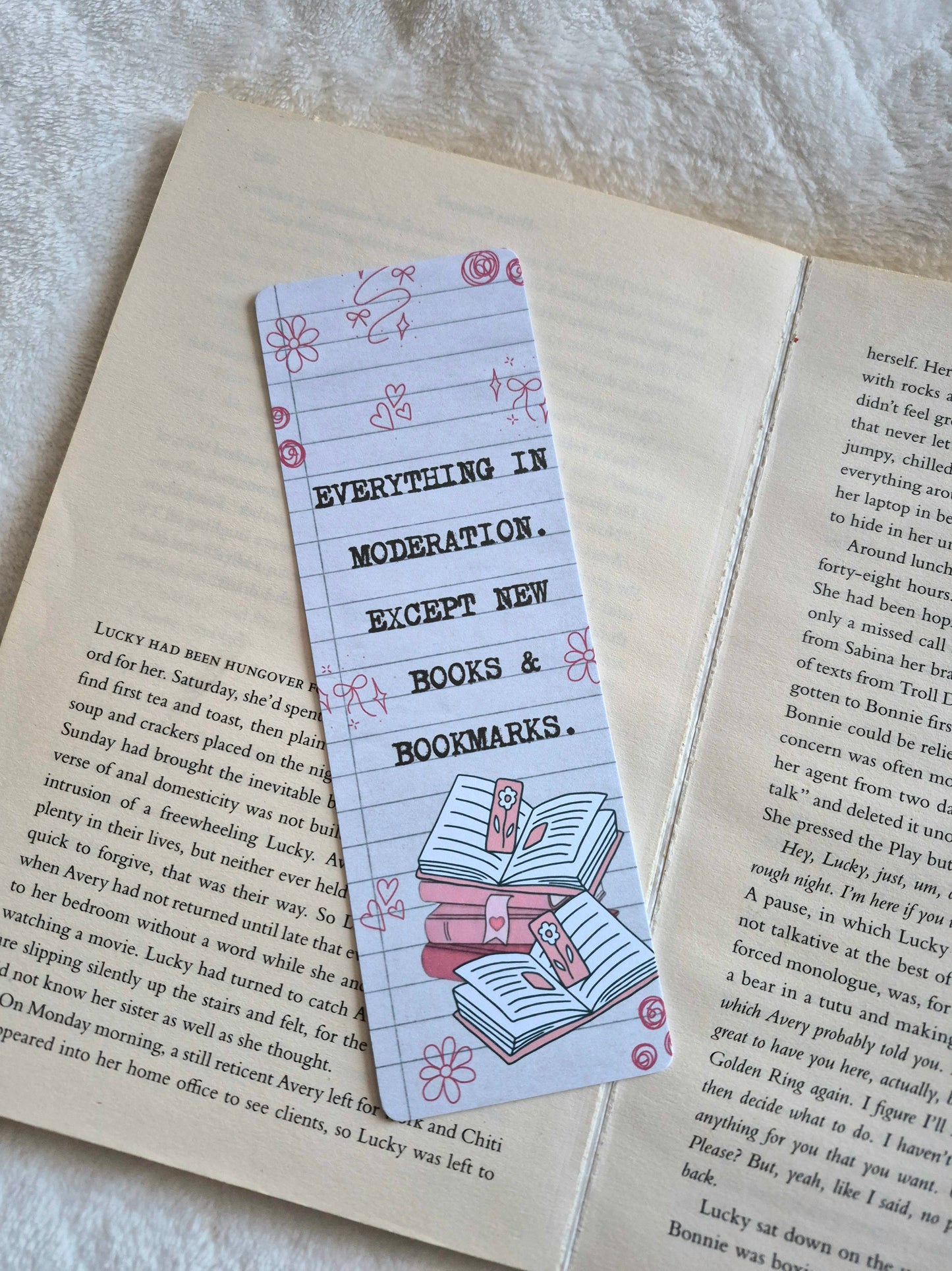 Everything in moderation booklover bookmark