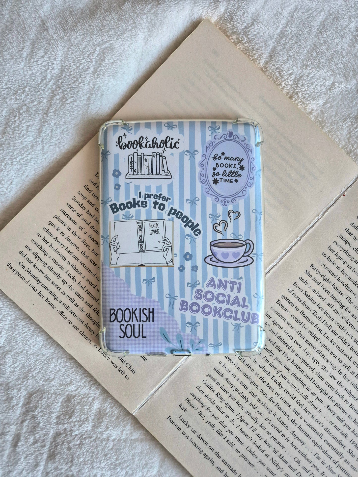 Blue and purple bookish Kindle Insert