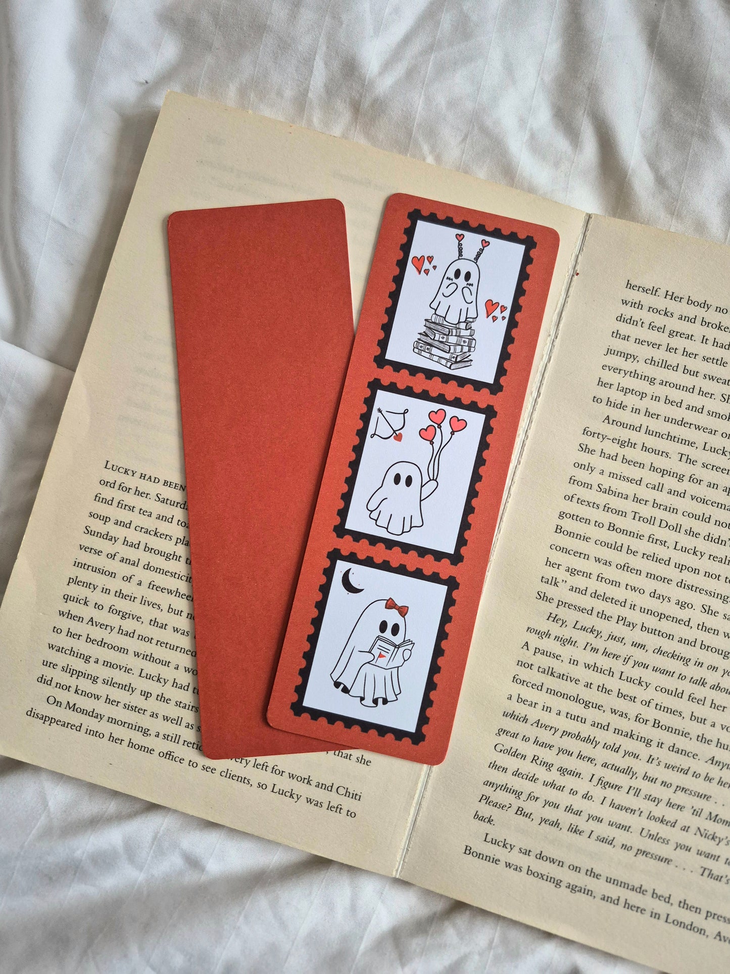 Cute Valentines ghost stamps bookmark