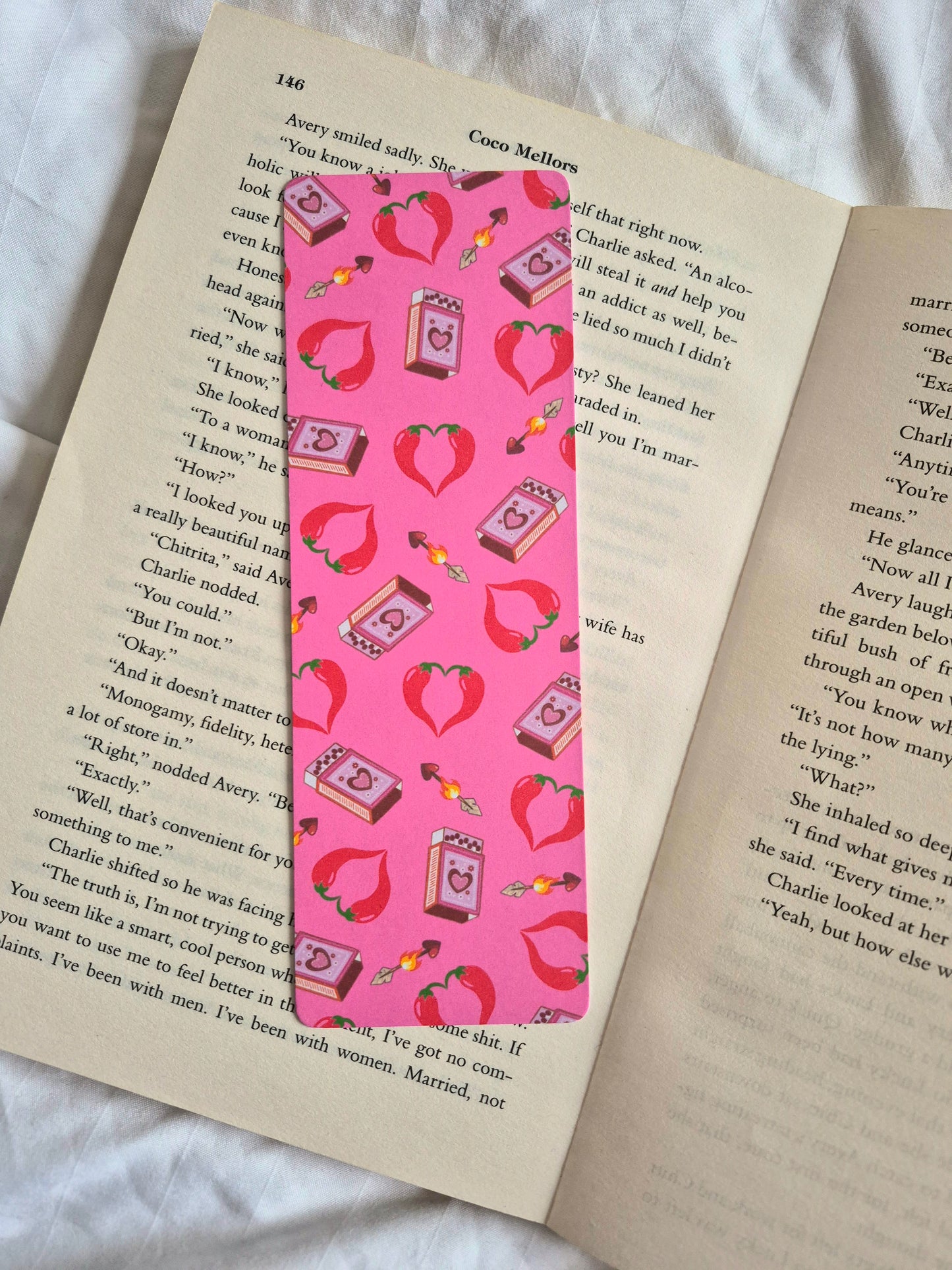 Hot pink spicy romance bookmark