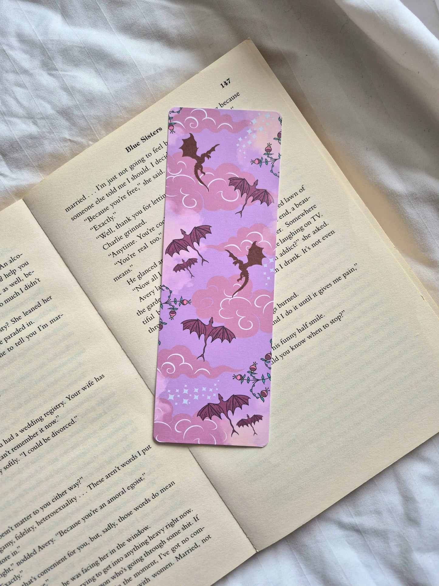 Pink dragons bookmark for Fantasy booklovers - Double-sided print