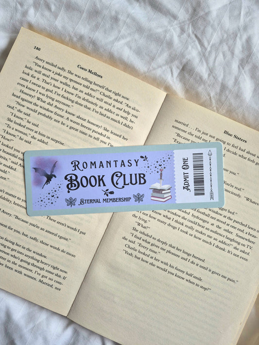 Romantasy bookclub ticket bookmark