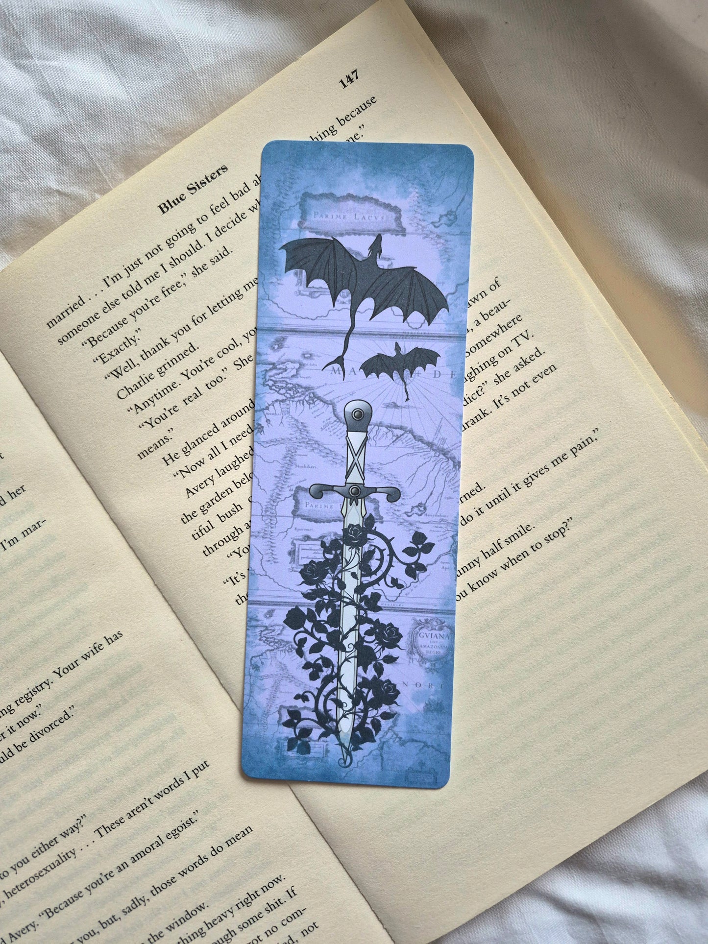 Fantasy booklover bookmark: Dragon & sword
