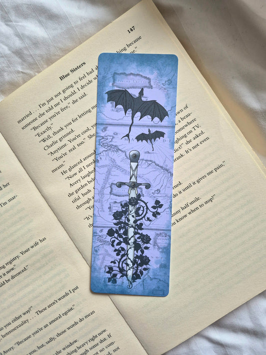 Fantasy booklover bookmark: Dragon & sword
