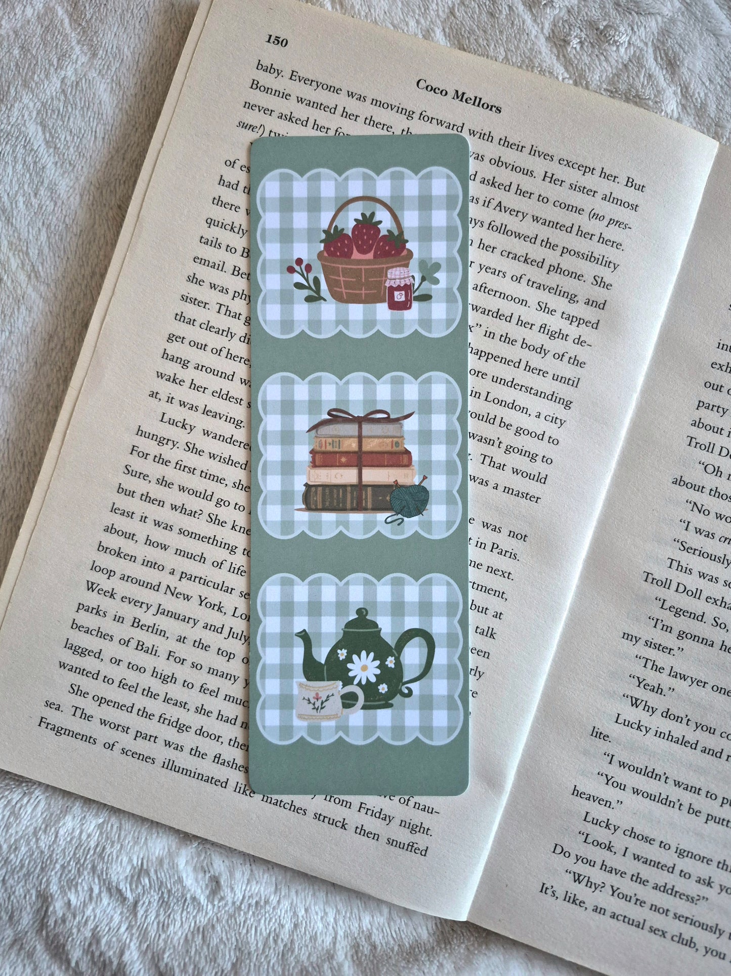 Cottagecore books and tea bookmark