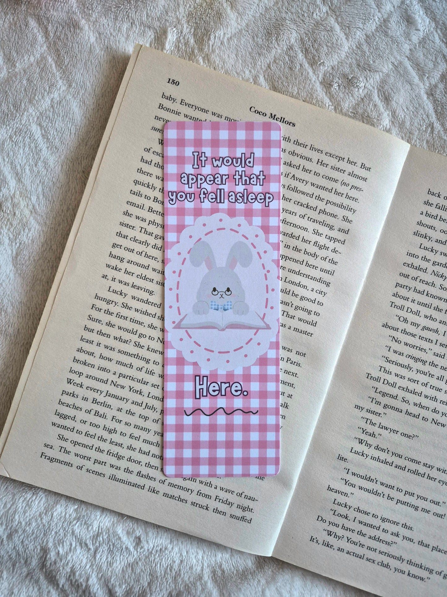 You feel asleep here bunny bookmark: Spring bookmarks