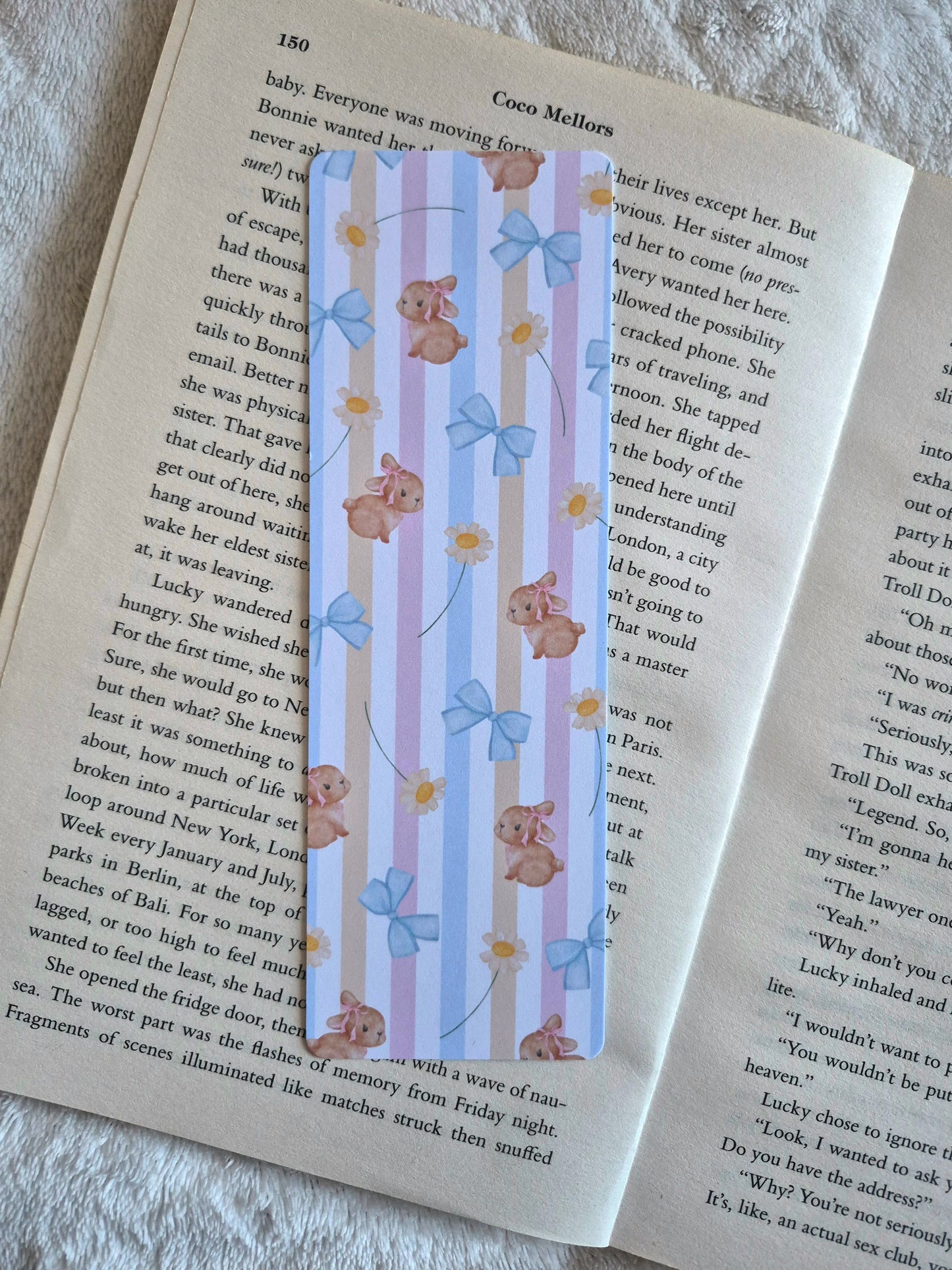 Bunnies and bows Double-sided print pastel bookmark