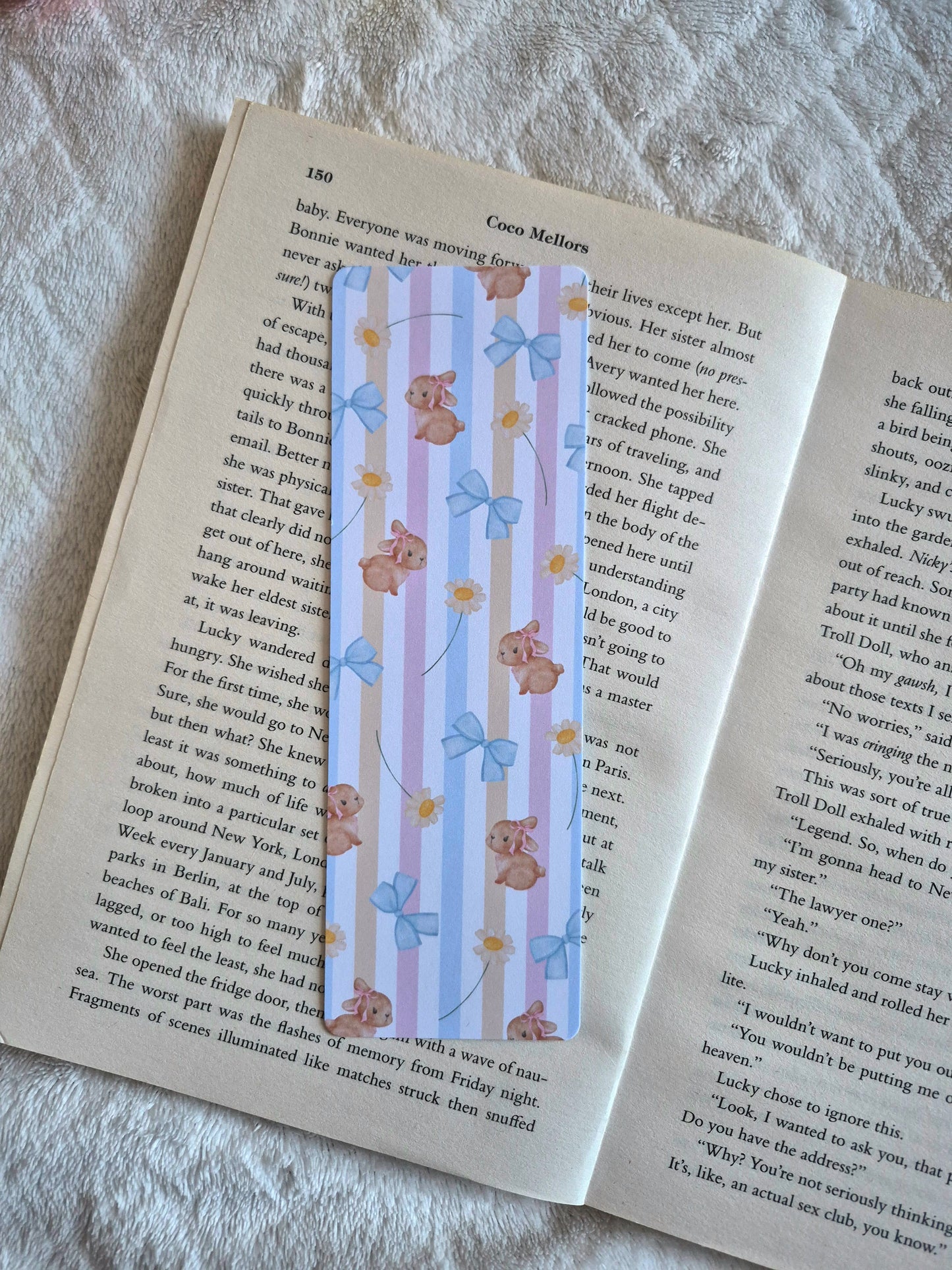 Bunnies and bows Double-sided print pastel bookmark