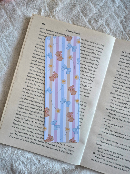Bunnies and bows Double-sided print pastel bookmark