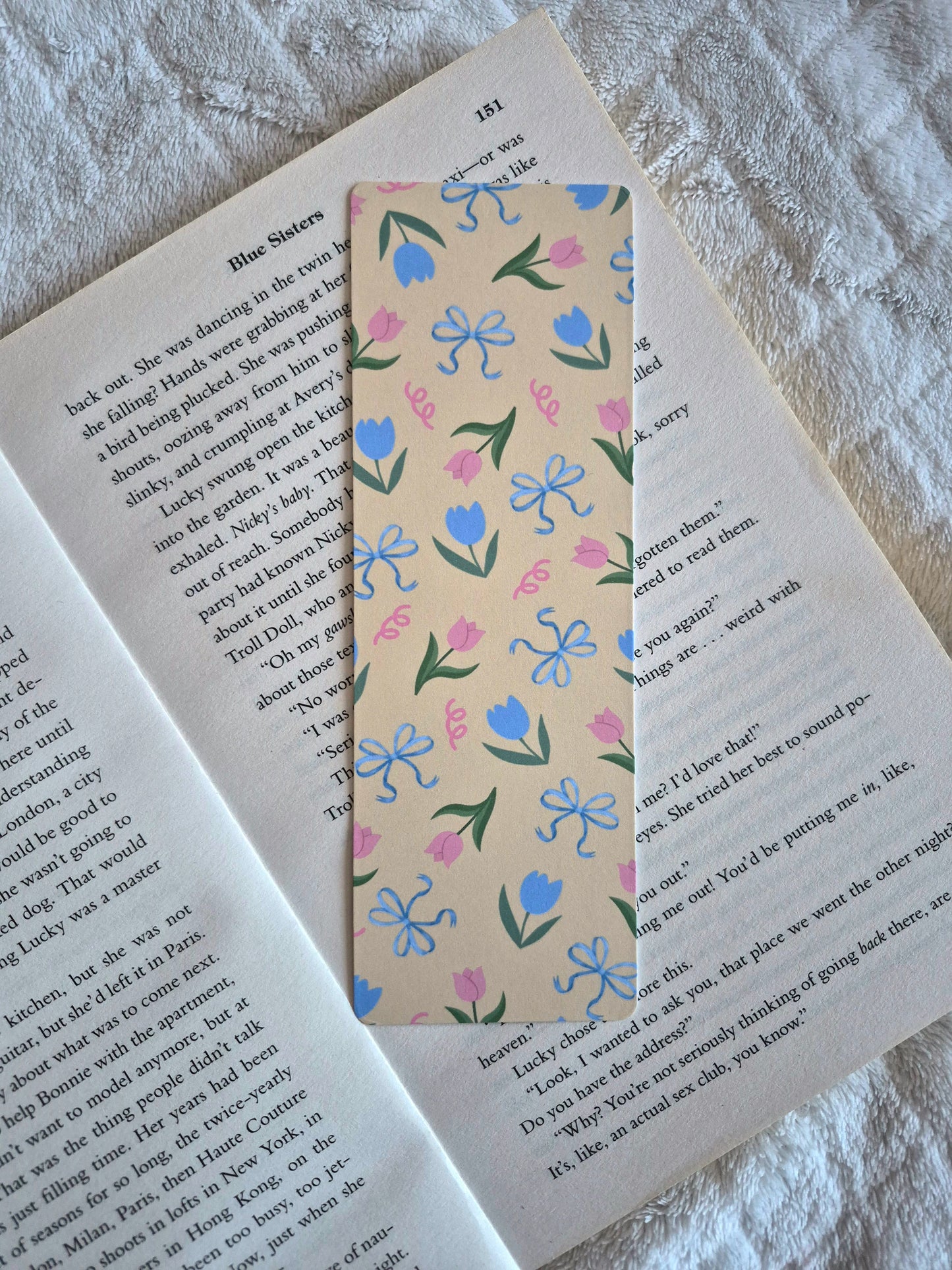 Tulips and bows spring bookmark