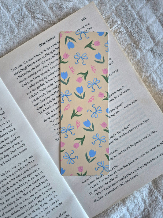 Tulips and bows spring bookmark
