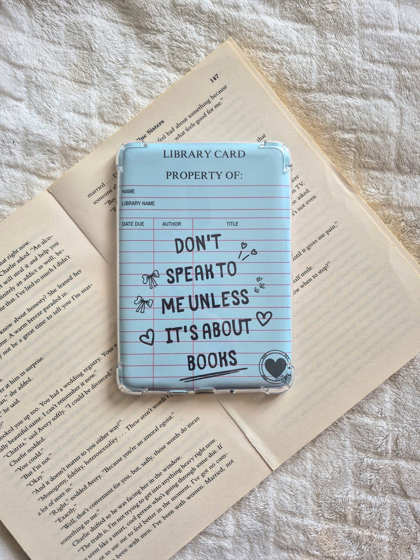 Don't speak to me unless it's about books library card Kindle Insert