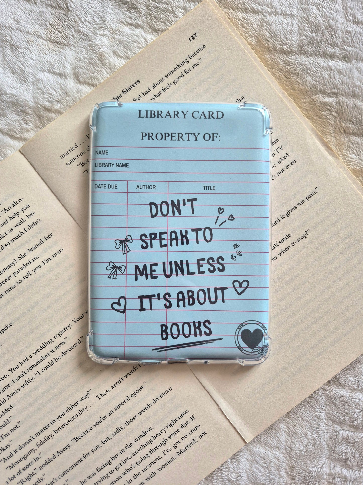 Don't speak to me unless it's about books library card Kindle Insert