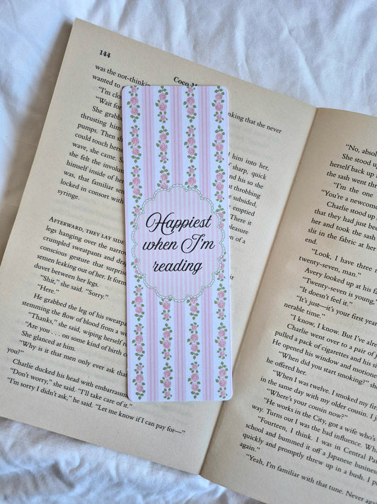 Happiest When I’m Reading floral bookmark