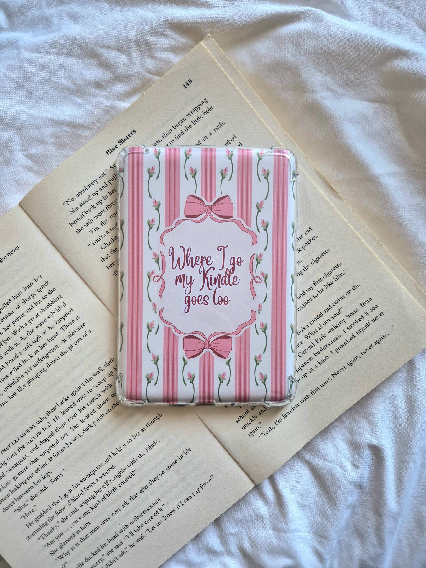 Where I Go My Kindle Goes Too Pink floral Kindle insert