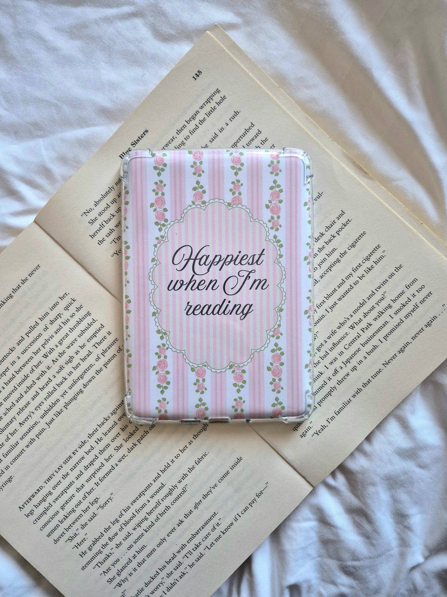Happiest When I’m Reading Pink floral Kindle insert