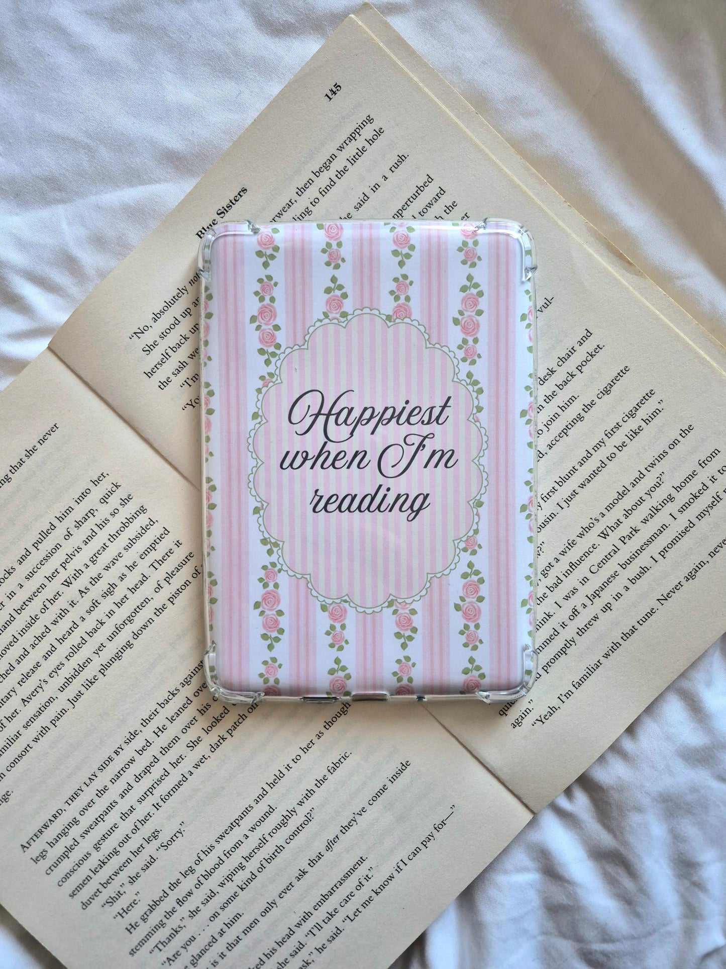 Happiest When I’m Reading Pink floral Kindle insert