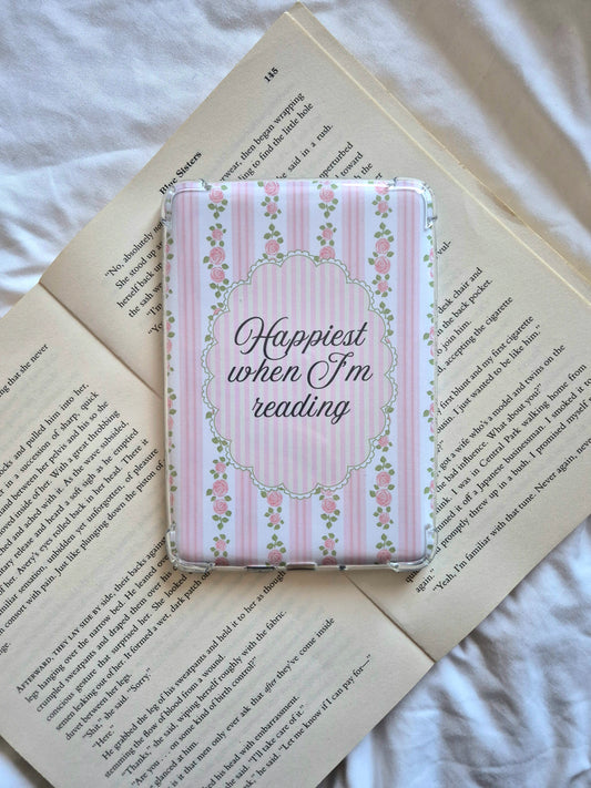 Happiest When I’m Reading Pink floral Kindle insert