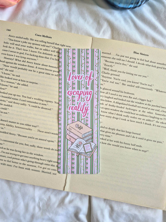 Lover of escaping reality floral reading bookmark
