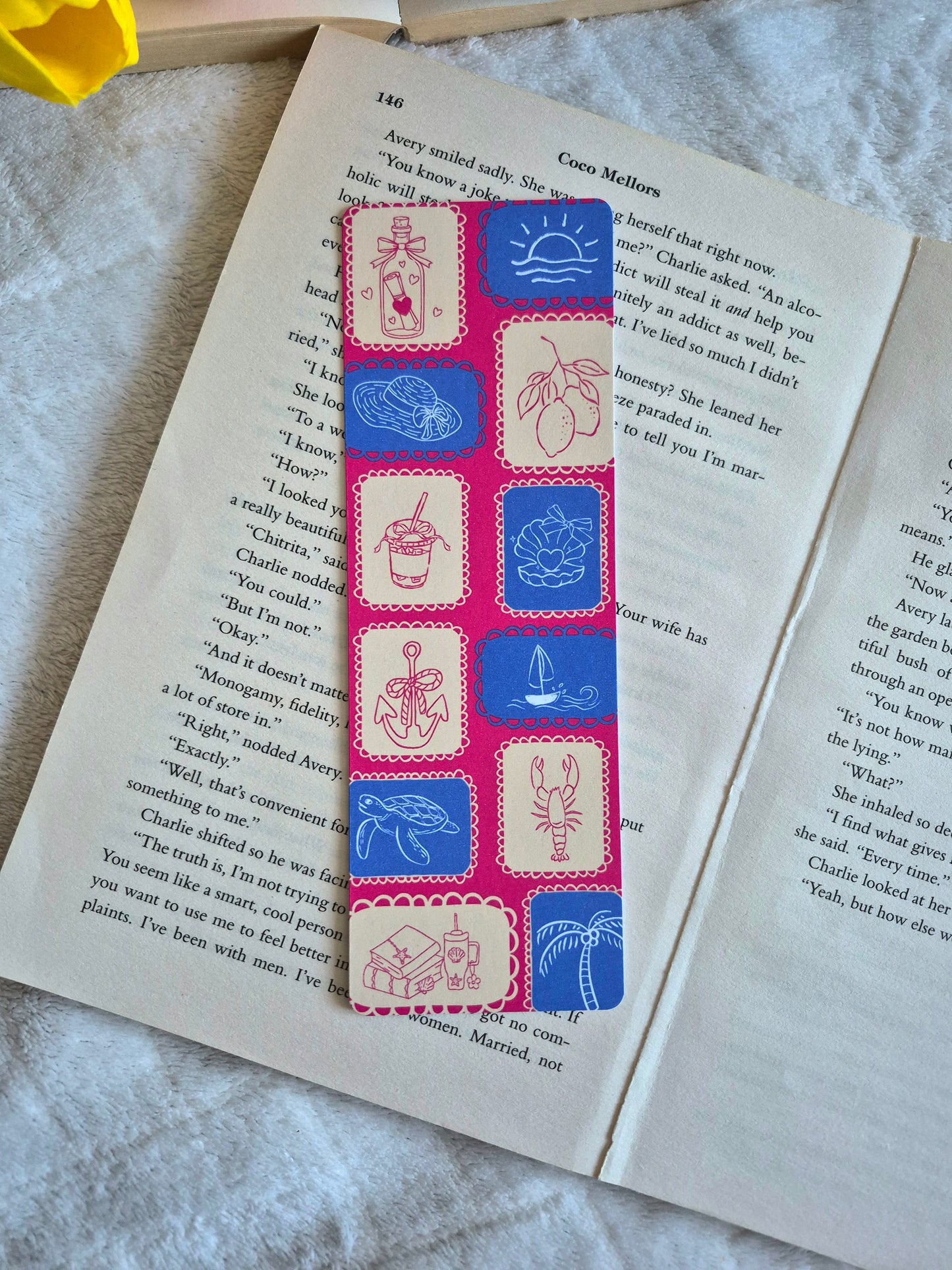 Coastal summer stamps bookmark