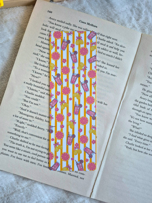 Pink lemonade summer bookmark: Double-sided print
