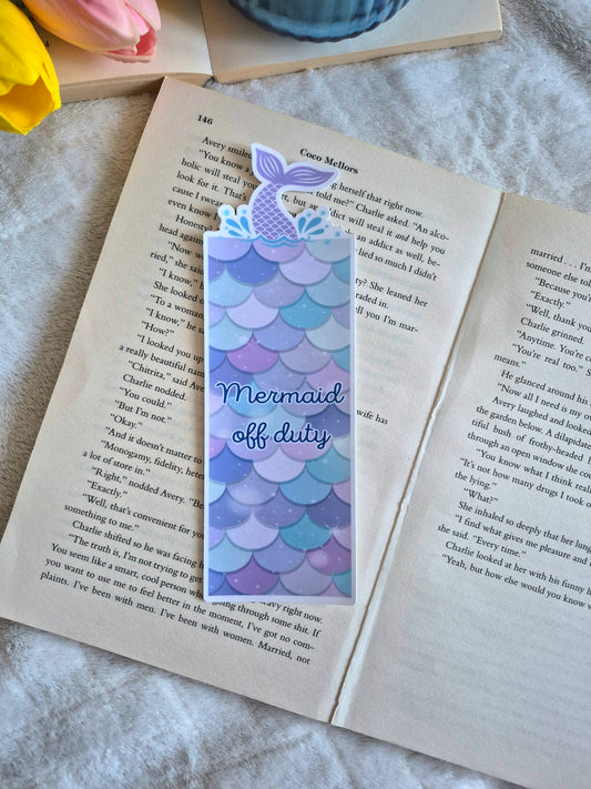 Mermaid off duty die-cut summer bookmark