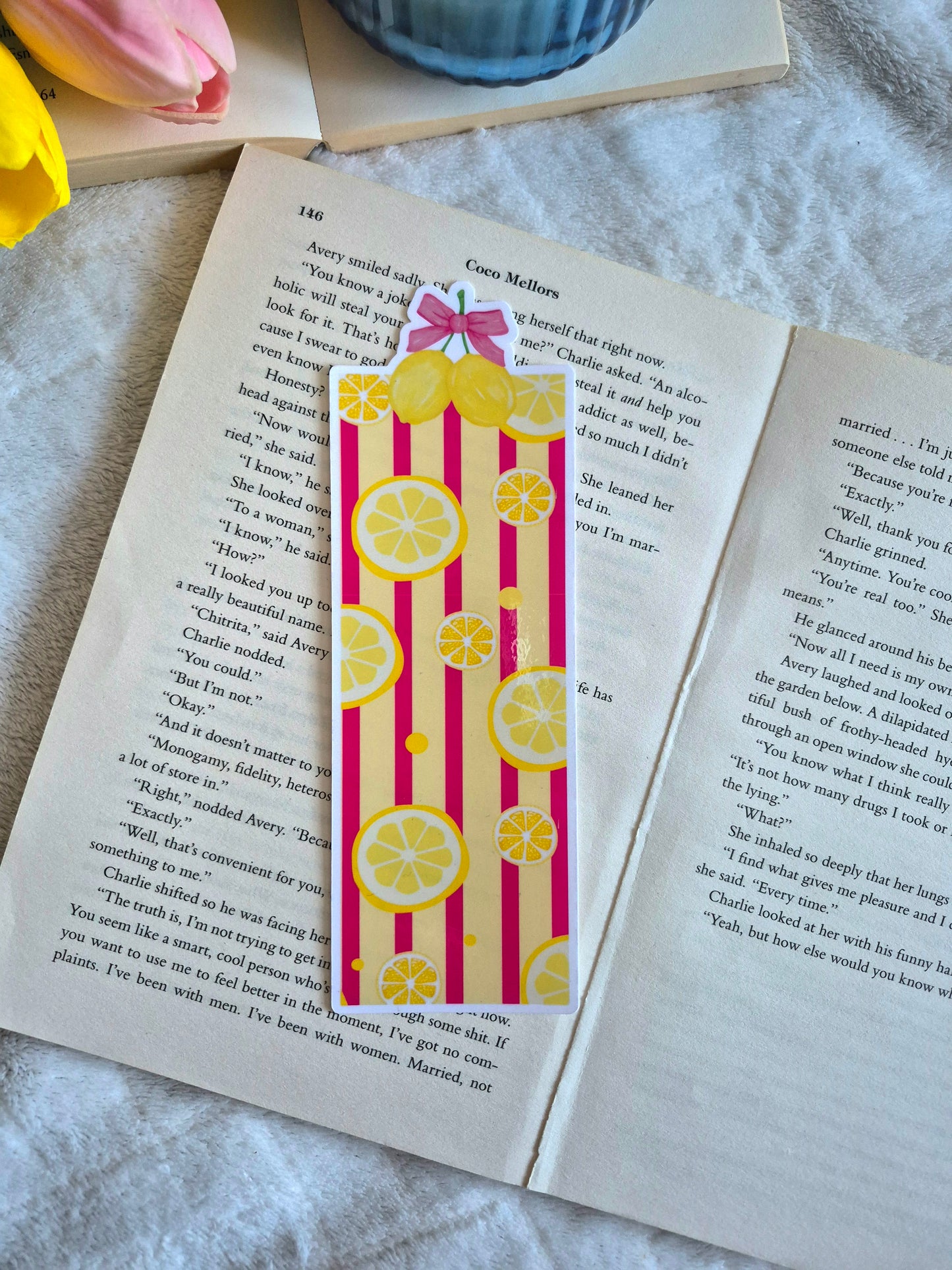 Summer lemons die-cut  bookmark